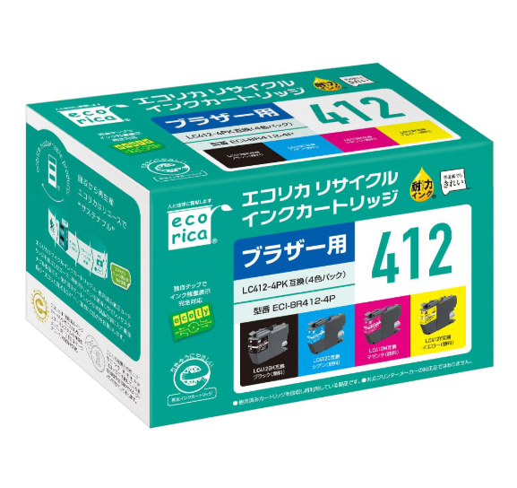 エコリカ【ブラザー用】LC412-4PK 互換リサイクルインク（型番：ECI-BR412-4P）