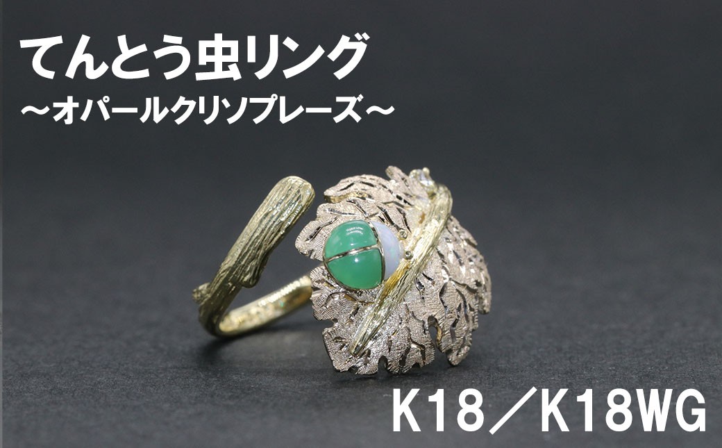 てんとう虫リング  オパールクリソプリーズ（K18／K18WG）