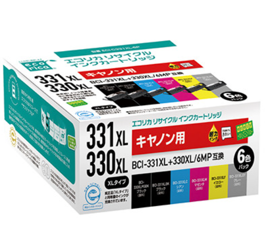 エコリカ【キヤノン用】BCI-331XL+330XL/6MP互換リサイクルインク（型番：ECI-C331XL-6P）
