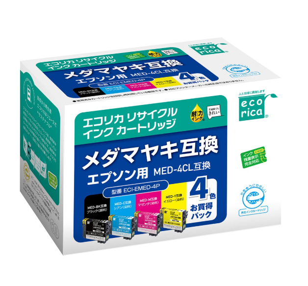 エコリカ【エプソン用】MED-4CL 互換リサイクルインク (型番：ECI-EMED-4P)