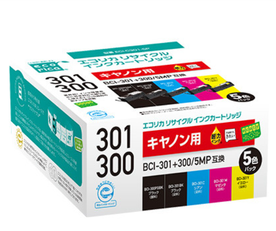 エコリカ【キヤノン用】BCI-301+300/5MP互換リサイクルインク（型番：ECI-C301-5P）