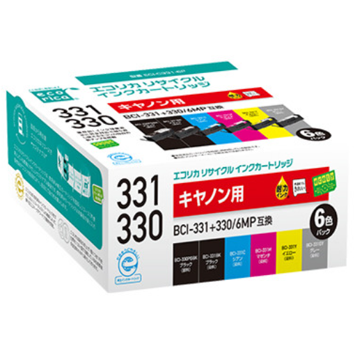 エコリカ【キヤノン用】BCI-331+330/6MP互換リサイクルインク（型番：ECI-C331-6P）
