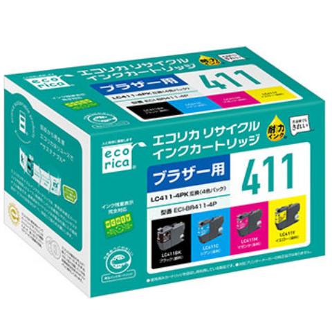 エコリカ【ブラザー用】 LC411-4PK 互換リサイクルインク（型番：ECI-BR411-4P）