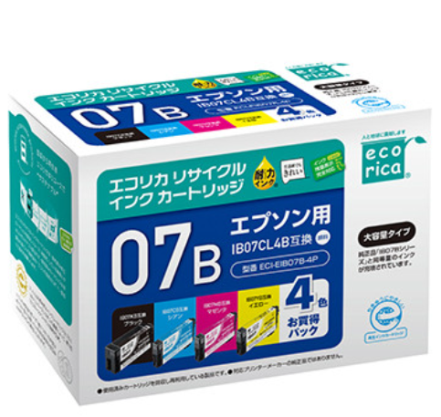 エコリカ【エプソン用】IB07CL4B互換リサイクルインク（型番：ECI-EIB07B-4P）